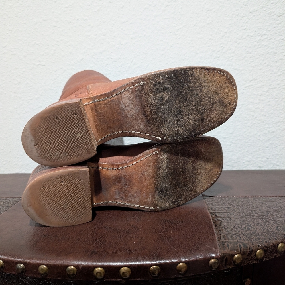Frye Vintage Short Chestnut Brown Leather Campus Boot size 8 - Picture 6 of 12